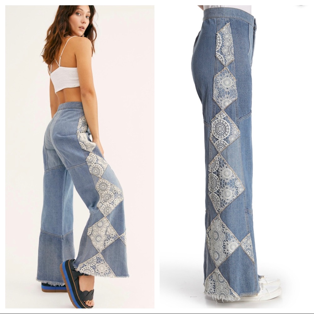 NEW Free People In My Element Lace Jeans 24 25 - Picture 3 of 5